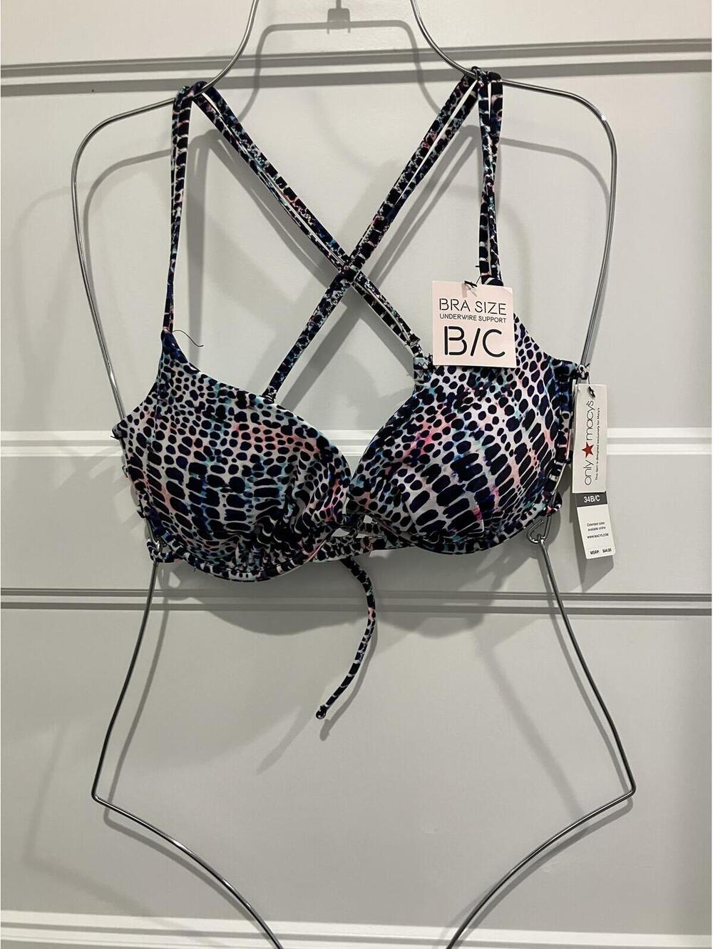 NWT Women's Printed Triangle Bikini Top B/C Bra Size